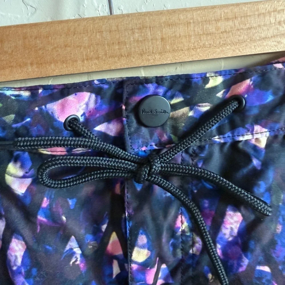 Paul Smith Men’s Swim Short Black Purple Pink Patterned Swim Trunks Short